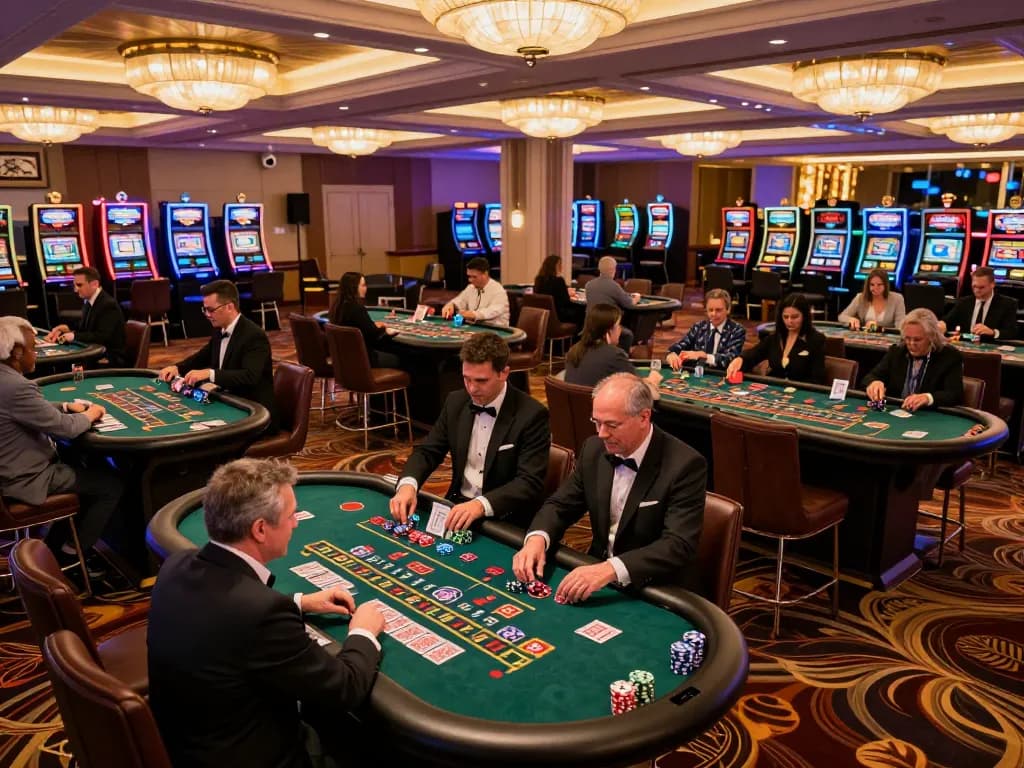 uu88 players engaged in exciting roulette gameplay at a vibrant casino gaming floor.