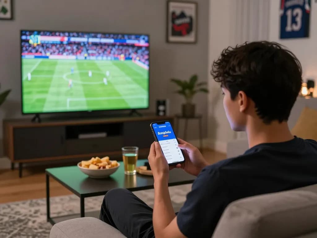 Bongdallu app user placing bets on a football match during an exciting live game.