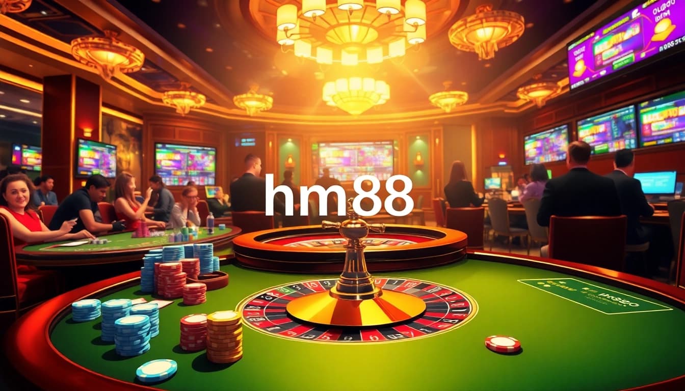 Experience the thrill of the hm88 casino at an opulent gambling table filled with excitement and luxury.