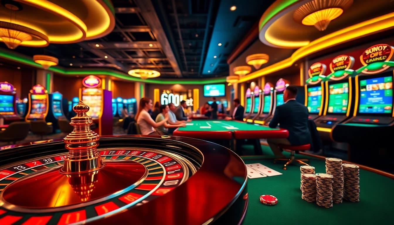 Jugadores disfrutando de una experiencia emocionante en la plataforma de casino en línea 600bet con elementos de juego vibrantes.