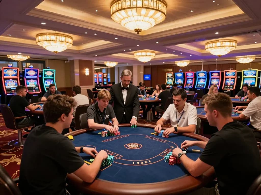 Engaged players at f168 casino poker tables showcasing intense gameplay and vibrant atmosphere.