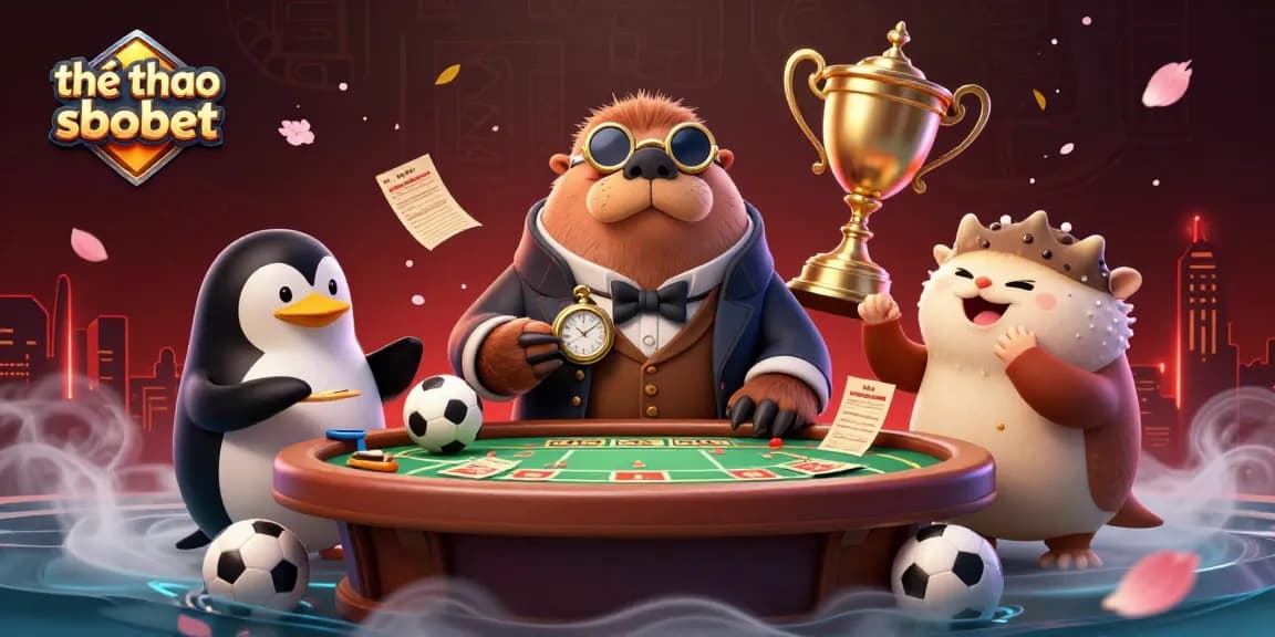 Experience the thrill of thể thao sbobet sports betting with a jolly walrus at the betting table, highlighting dynamic gaming action.