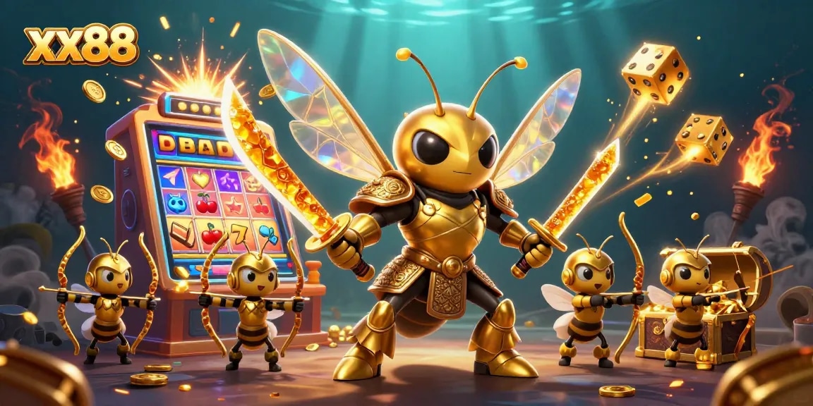 Experience exciting jackpots with xx88 casino's vibrant 3D illustration full of engaging game elements.