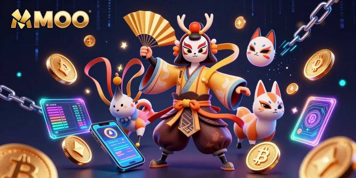 MMOO engages players with stunning 3D visuals featuring casino elements and vibrant characters.