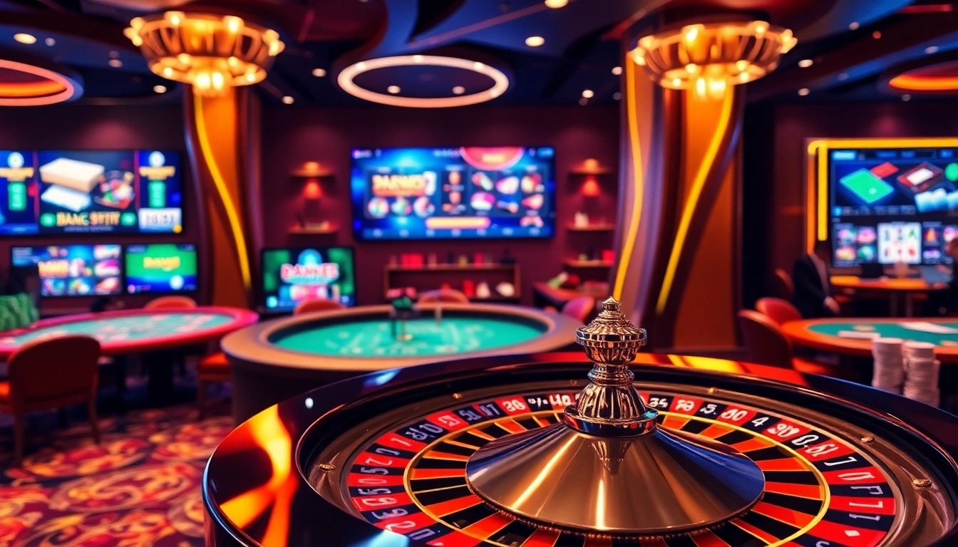 Experience thrilling games at open88 com with a vibrant casino scene featuring roulette and blackjack.