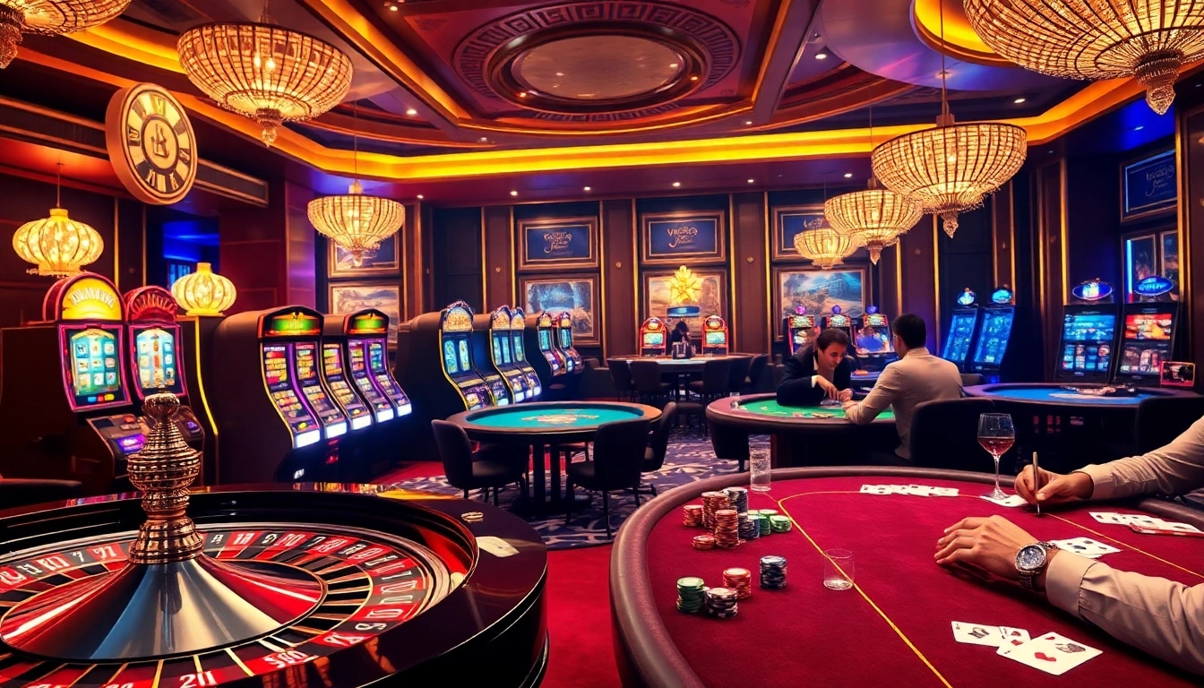 Experience the thrill of betting and gaming at vu88 com with vibrant casino scenes and exciting gameplay.
