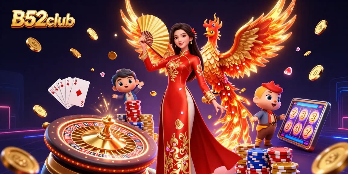 B52club's engaging online casino scene showcases vibrant gameplay elements and stunning visuals.