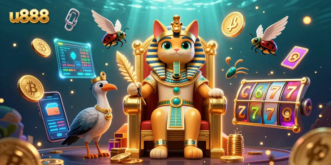 Get ready to win big at u888 with vibrant slot reels and golden characters in an electrifying casino scene.