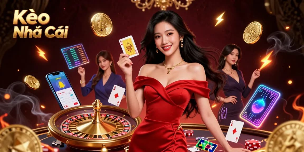 Experience Kèo Nhà Cái strategies with a glamorous dealer amidst a golden casino atmosphere.