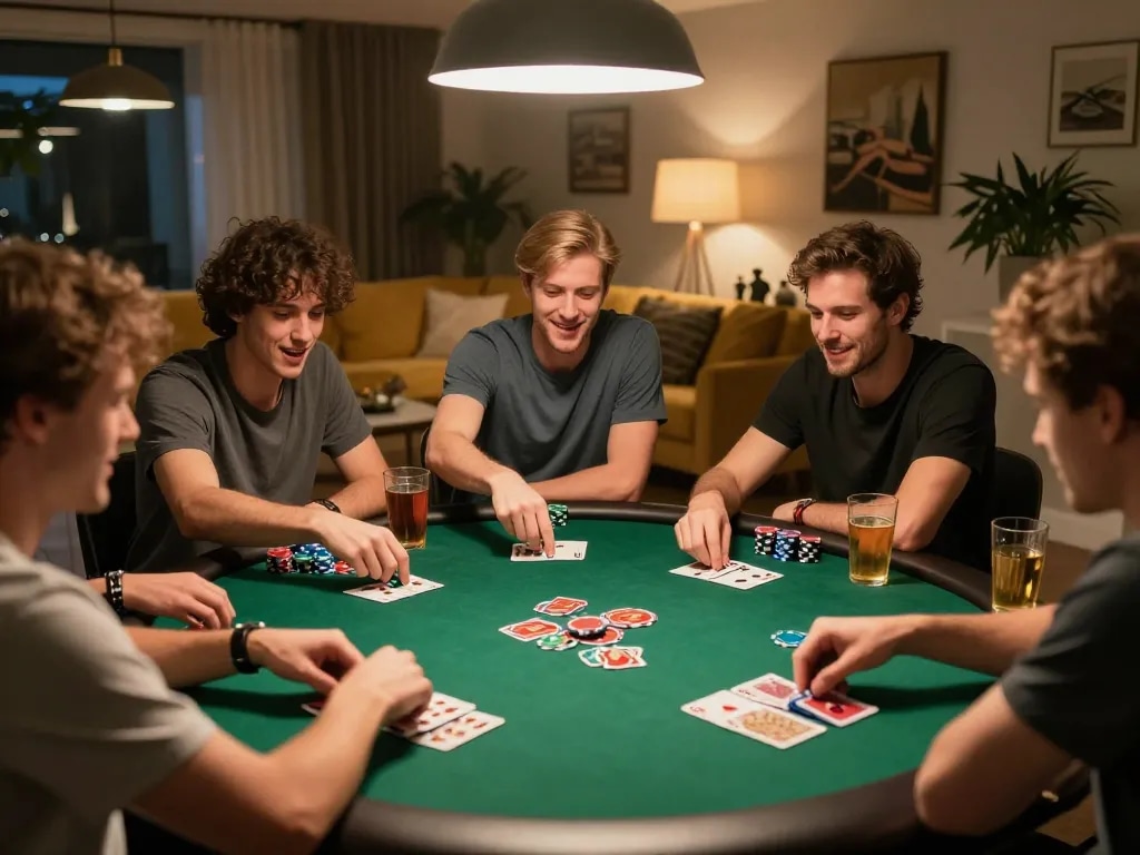 Enjoying poker night with friends, gtatoto strategies and fun moments.