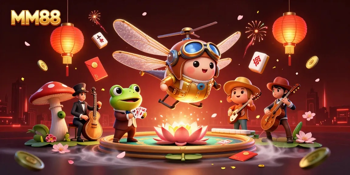 Experience thrilling MM88 gaming with a lively 3D casino scene featuring unique characters and vibrant action.