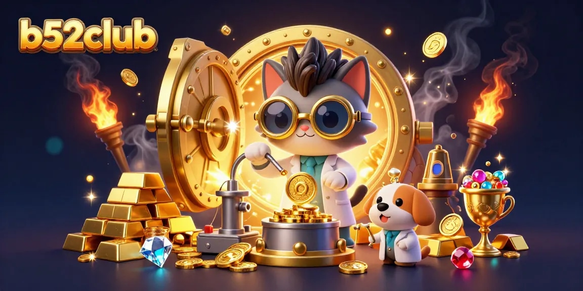 Engage in thrilling gameplay at b52club, featuring mad scientist characters, gold treasure, and dynamic action.