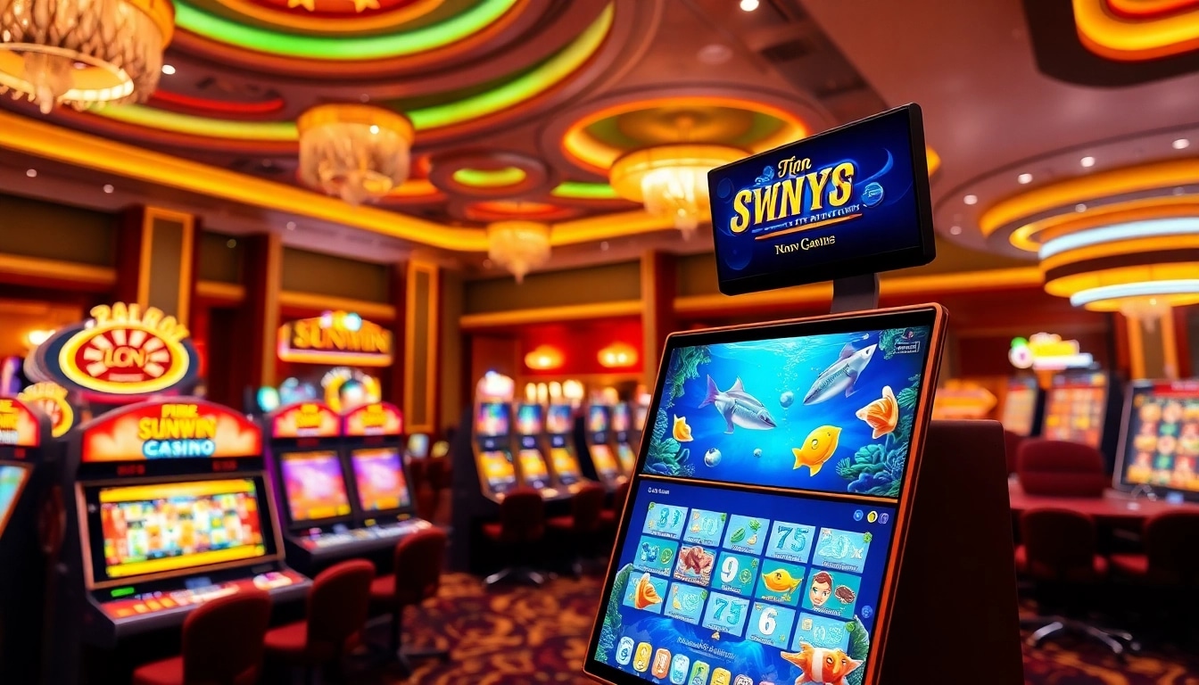 Bắn cá Sunwin game in action showcasing vibrant underwater graphics and casino ambience.
