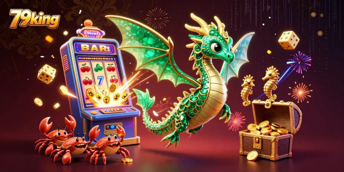 Engage with 79king's vibrant online casino experience featuring an emerald sea dragon and jackpot excitement.