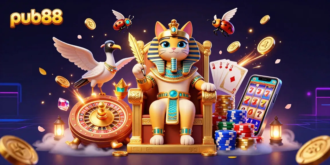 Spin to win at pub88 with dynamic Egyptian-themed casino elements and striking visuals.