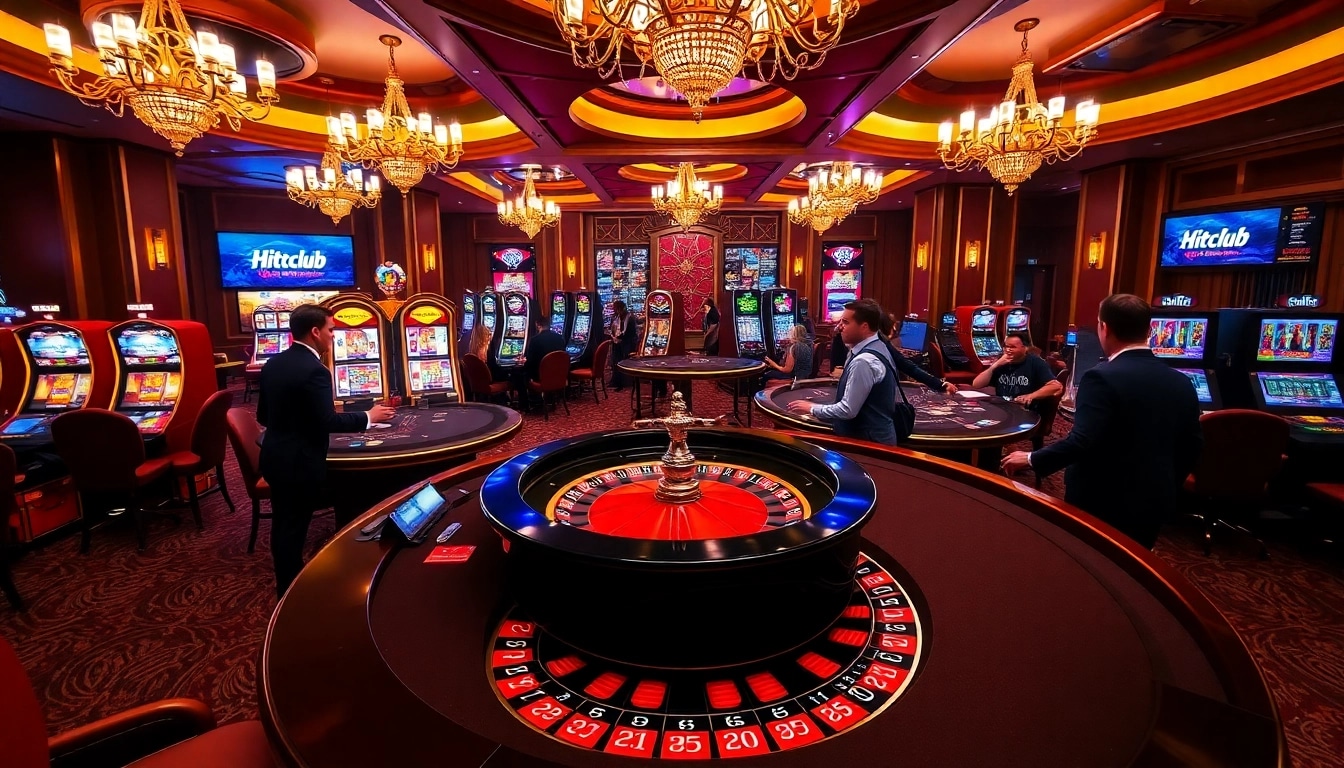 Hitclub players excitedly placing bets at a luxurious casino table, experiencing vibrant gambling action.