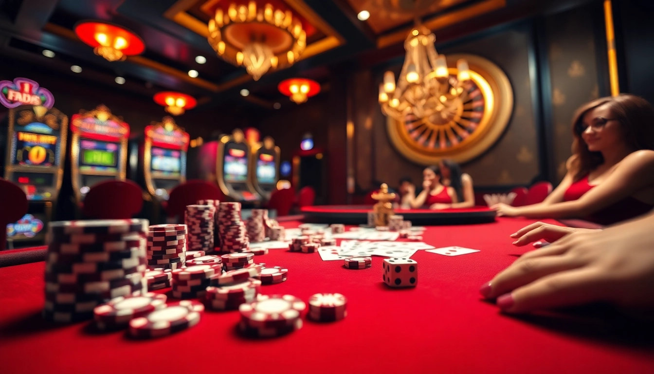 Experience the excitement of F168 with vibrant casino elements, including poker chips and roulette tables.