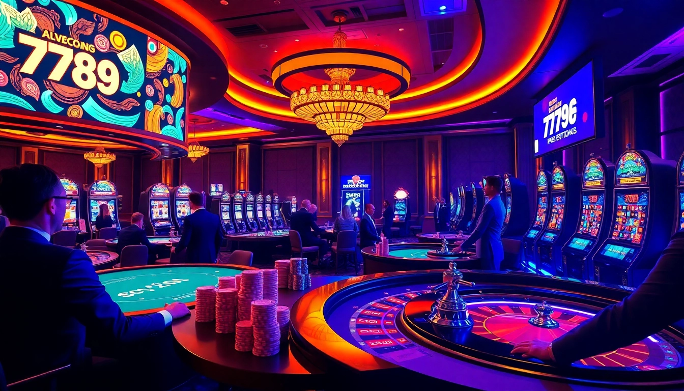 Players enjoying an exciting game at 789F's lavish casino hall.