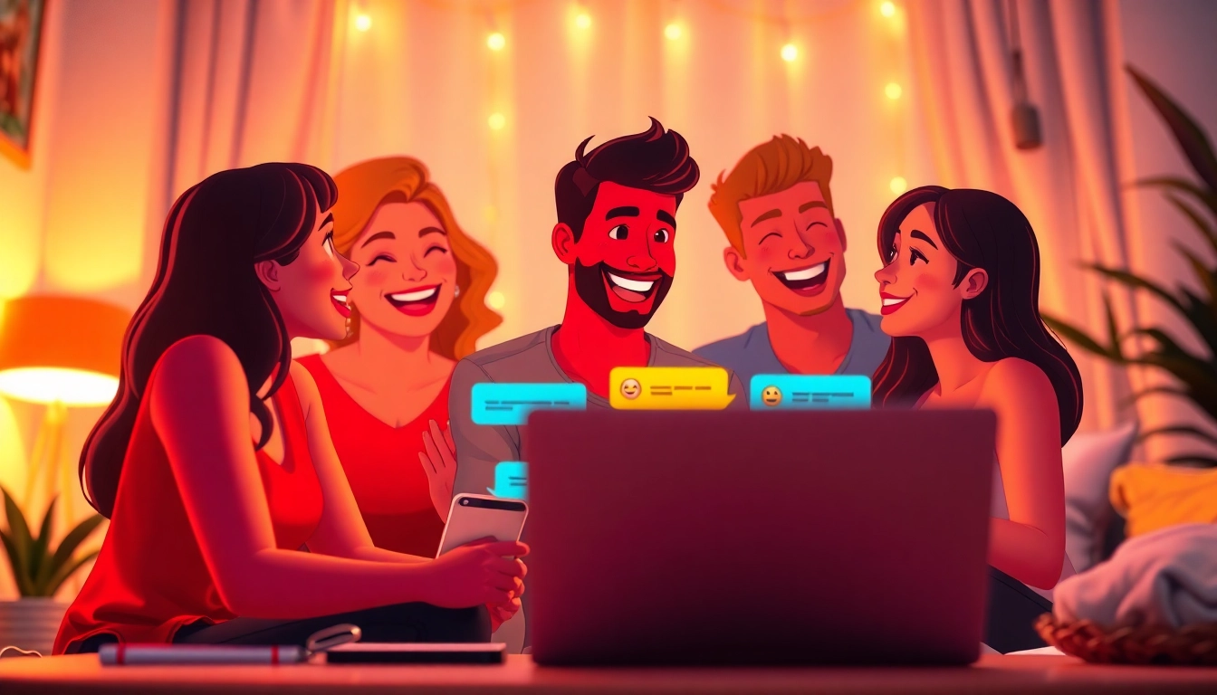 Engaging spicy chat interface with animated characters and vibrant colors.