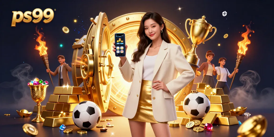 Experience thrilling sports betting with ps99, featuring a smiling woman holding a smartphone.