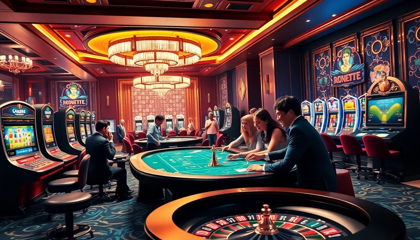 Gamblers engaging at nhà cái GG88 with vibrant casino tables and exciting gaming action.