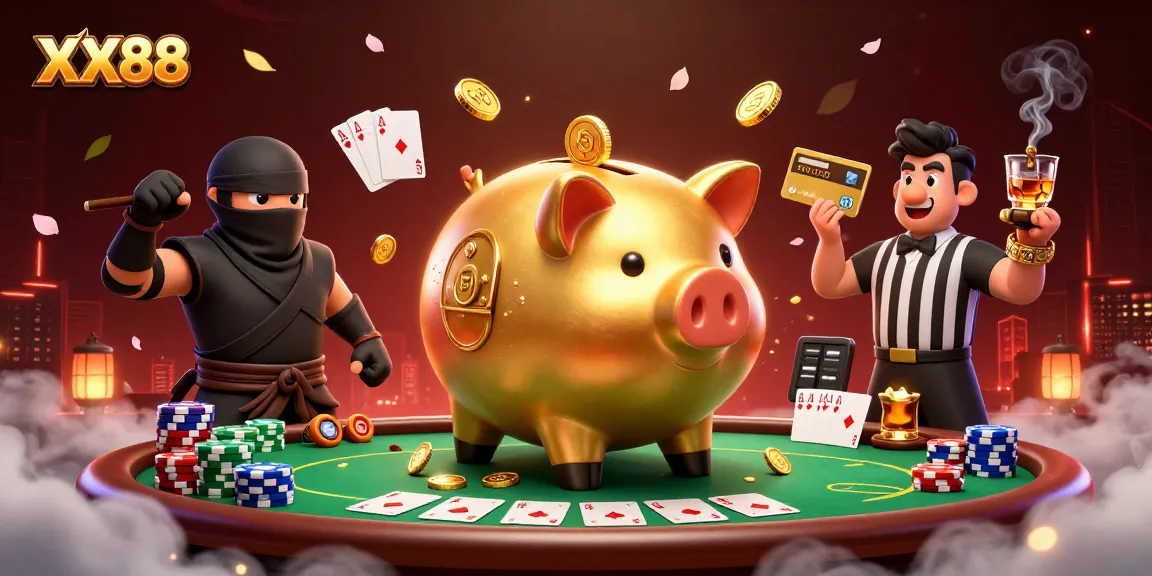 Engage with the exciting world of XX88's vibrant casino, showcasing thrilling poker action and dynamic characters.