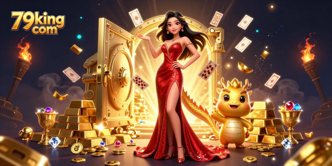 Experience exciting wins at 79king com with a stunning casino scene featuring golden treasures and vibrant action.
