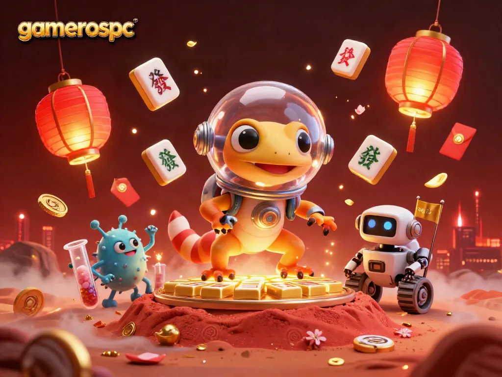 Experience excitement with gamerospc as a Martian gecko discovers a golden casino in a cosmic setting.