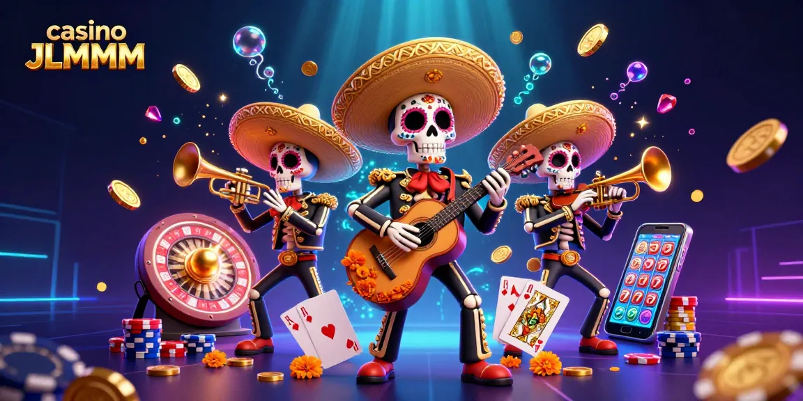 Experience the thrill of casino JLMMM with vibrant mariachi characters, slots, and roulette!