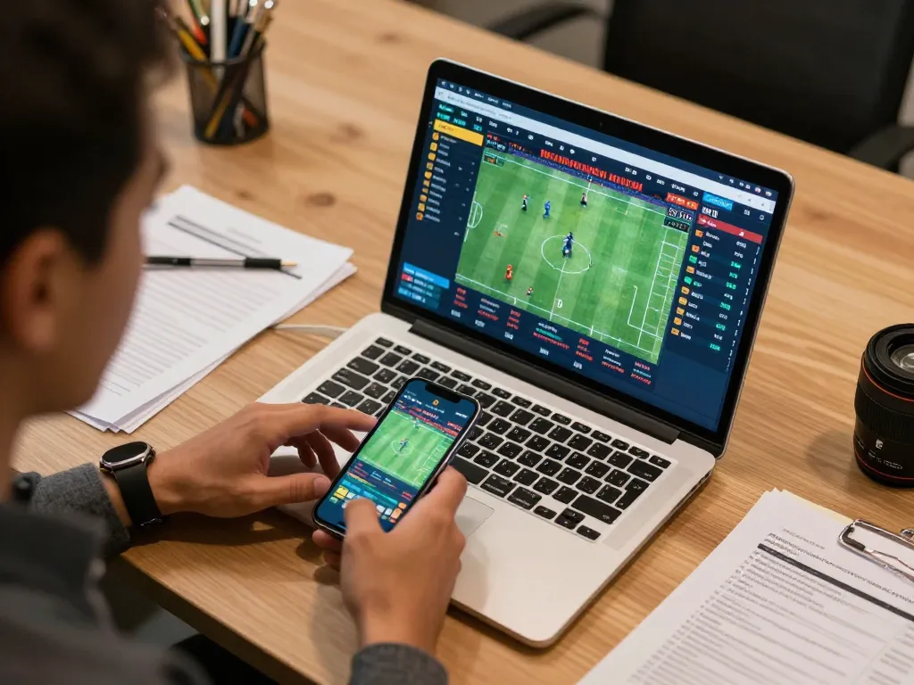 92SLOT user strategically analyzing sports statistics while engaging in online betting.