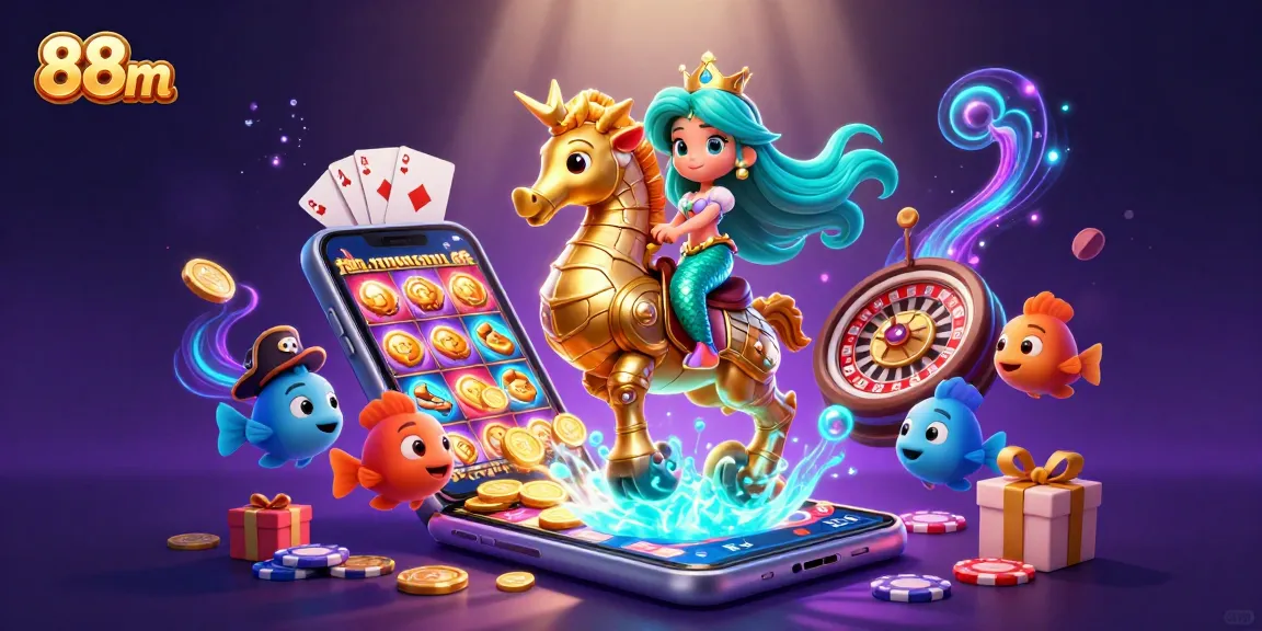 Experience thrilling gameplay at 88m with our vibrant 3D illustration of mermaid-themed slots.
