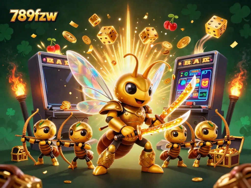 Experience the excitement of 789fzw with a dazzling golden hornet samurai and thrilling casino elements.