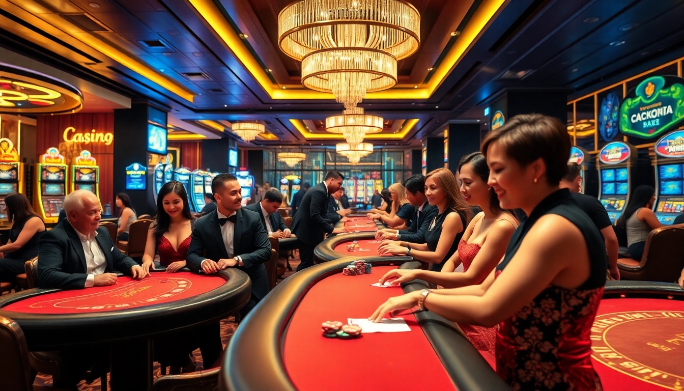 Players experiencing the thrill of winning at G28's modern casino gaming floor featuring vibrant tables and slot machines.