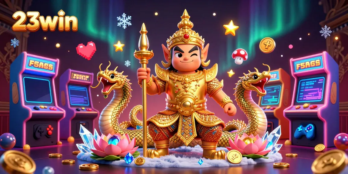 Experience the vibrant casino atmosphere with 23win's dynamic characters and gaming elements.