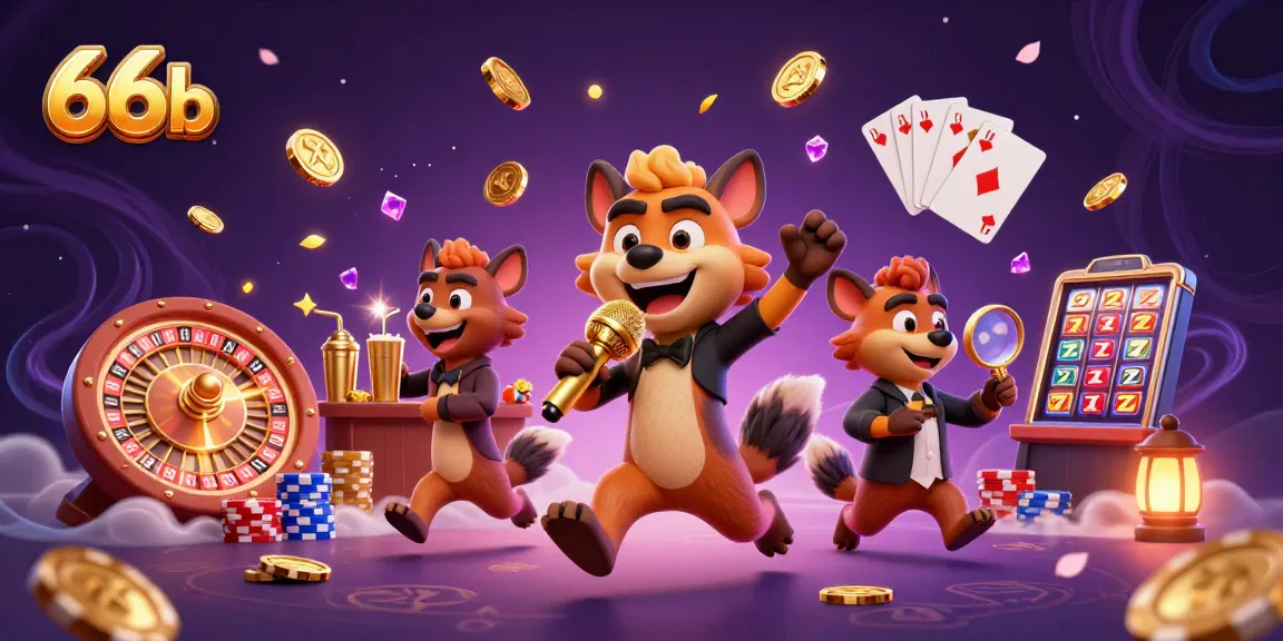Engage with the exciting world of gambling at 66b with a vibrant casino scene featuring entertaining hyenas.