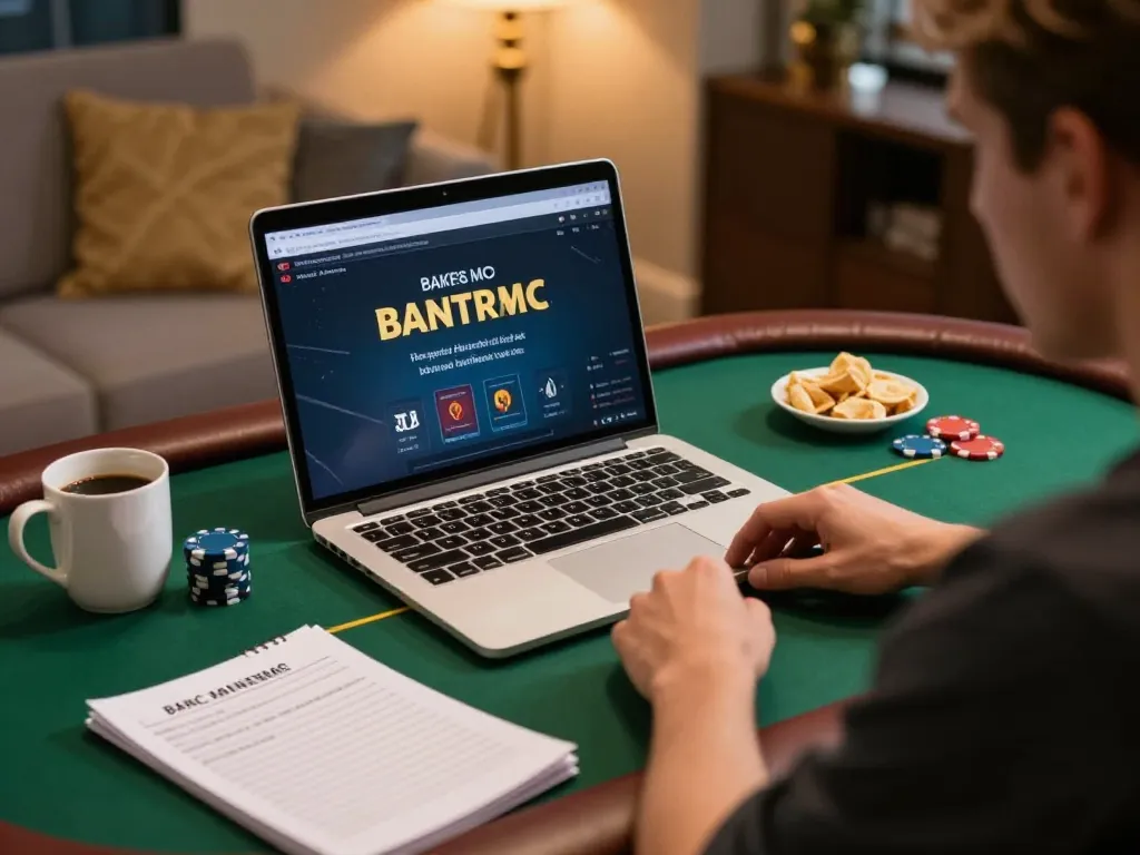 Player strategizing in SC88 live poker game on laptop, showcasing engaging online gambling.