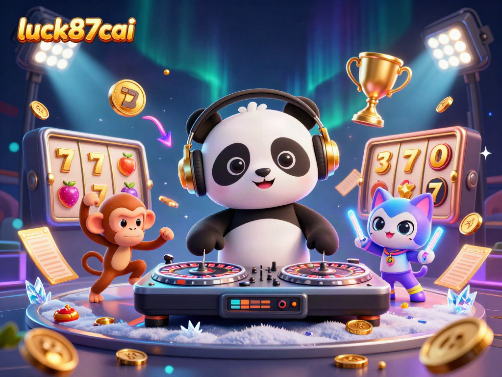 Experience the excitement of online gambling at luck87cai with a vibrant 3D casino scene.