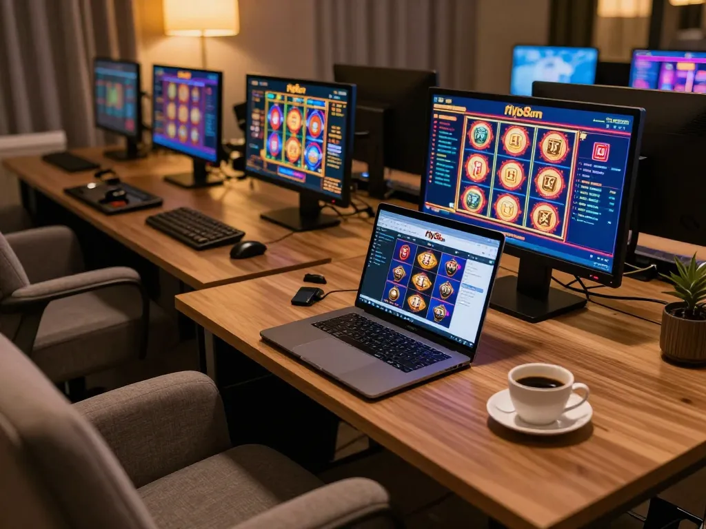 Engaging gameplay on Fly88 com website with vibrant gaming interface in cozy home setting.
