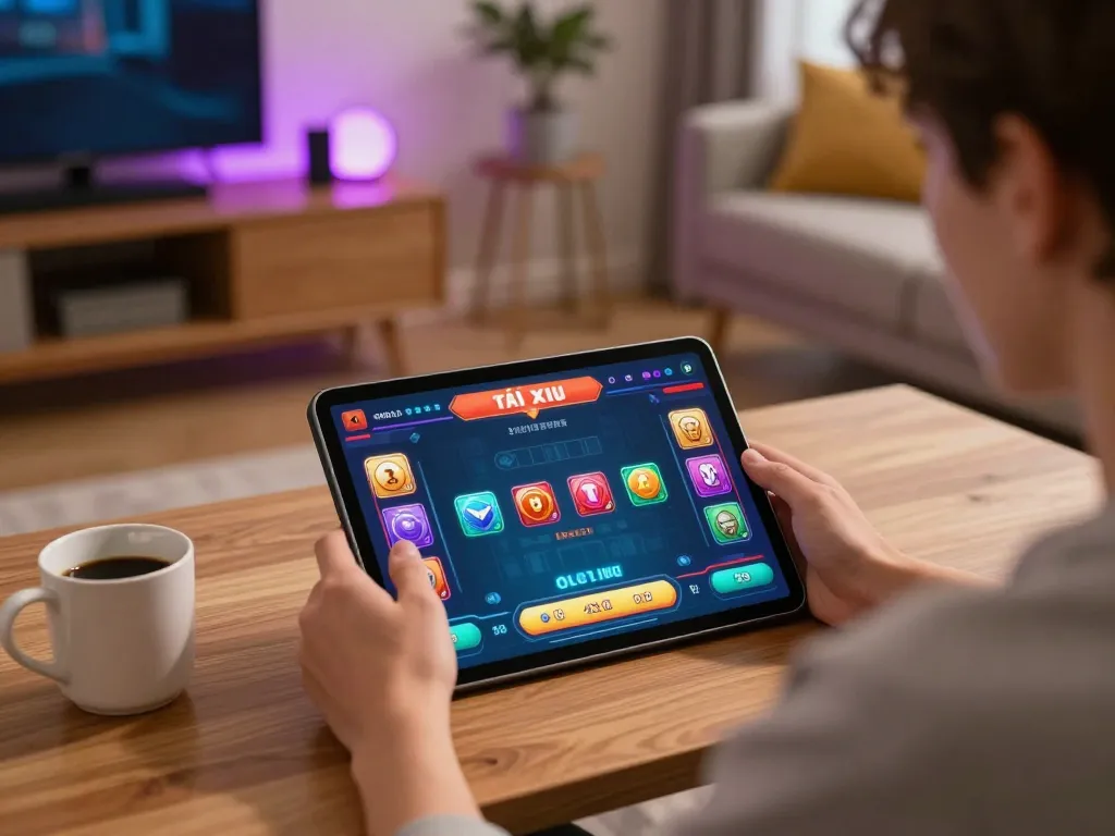 Engaging in Tài Xỉu online gameplay on taixiuonlinego app with lively game interface on tablet
