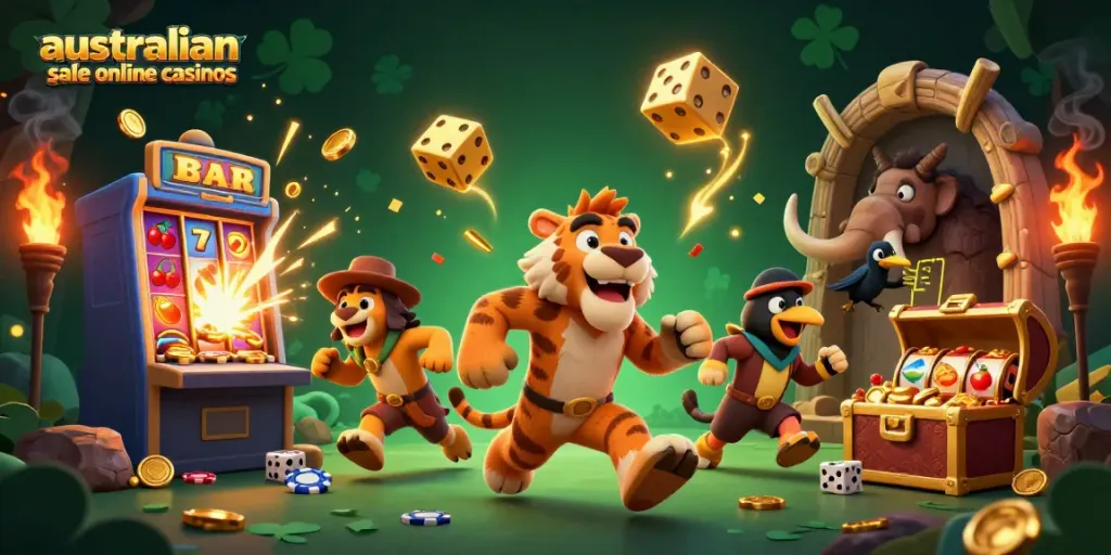 Experience the thrill of australian safe online casinos with our lively caveman casino scene.