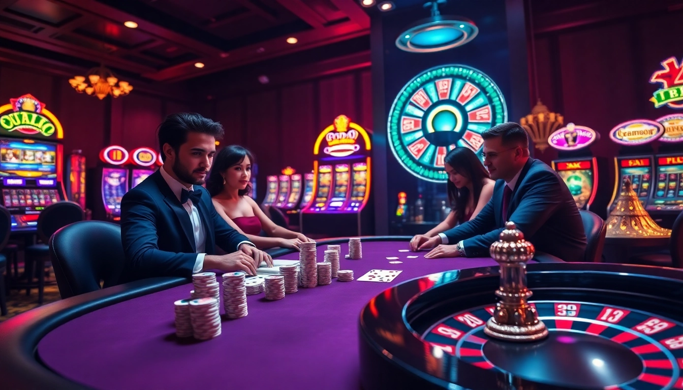 SODO casino scene featuring luxury poker gameplay and vibrant slot machines.