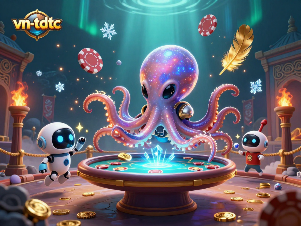 Engage with vn-tdtc's thrilling poker experience featuring an alien octopus and vibrant game elements.