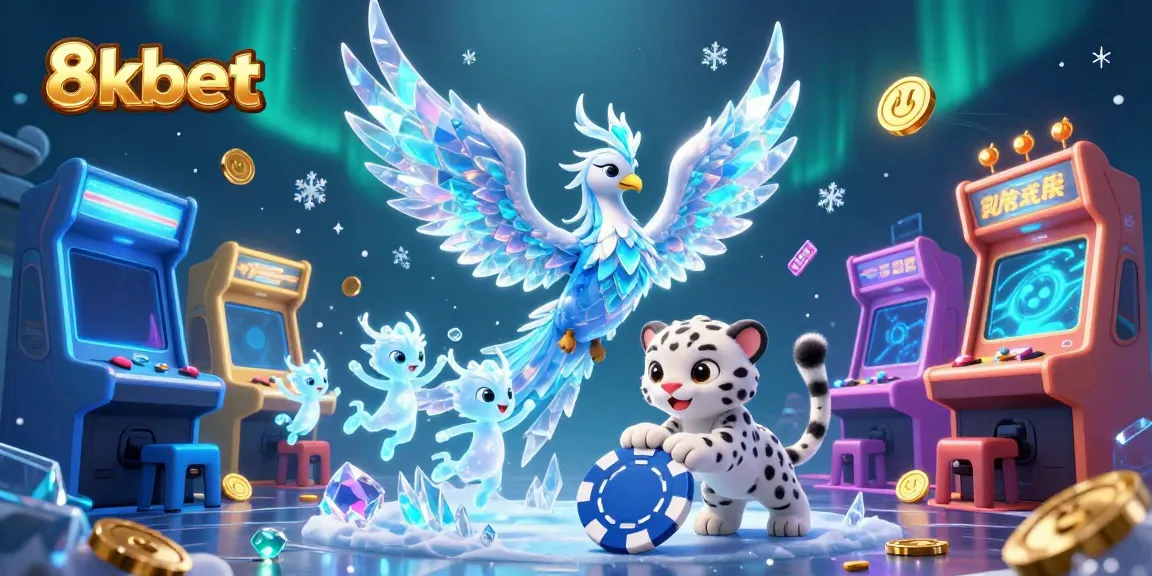 Experience the thrill of winning at 8kbet with vibrant game elements and dynamic ice-themed characters.