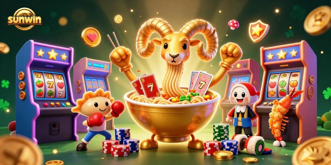 Spin the sunwin slots with golden ramen bowl characters and vibrant gaming elements.