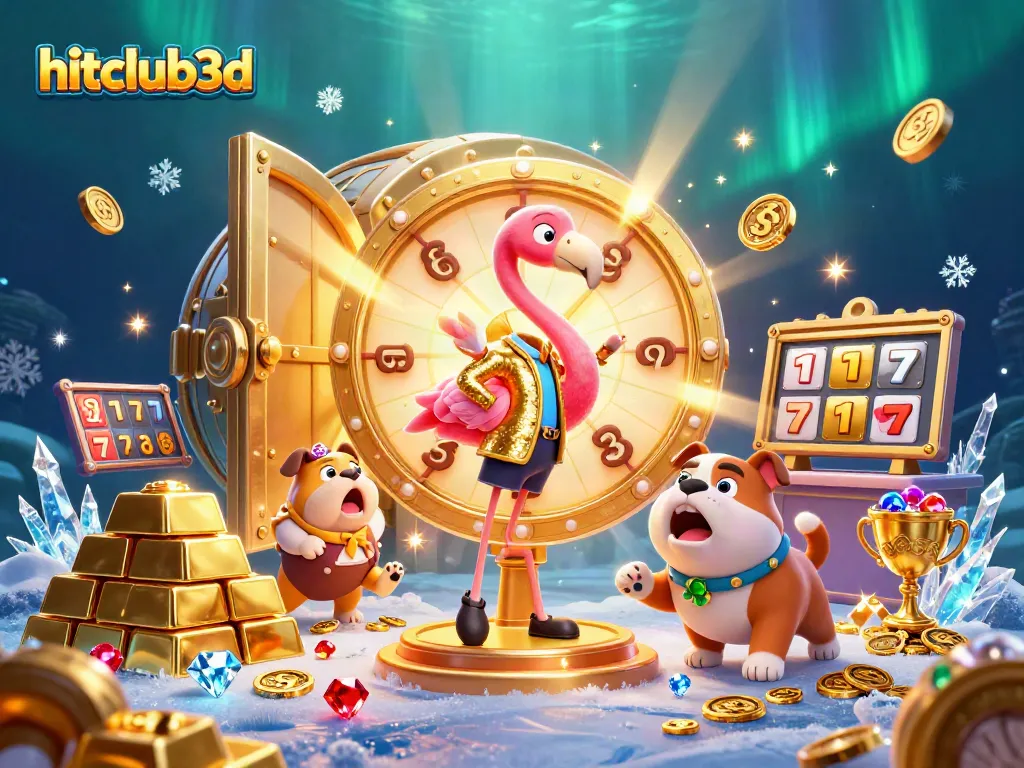 Excited bulldog contestant spins the prize wheel at hitclub3d casino, revealing dazzling gems and treasures.