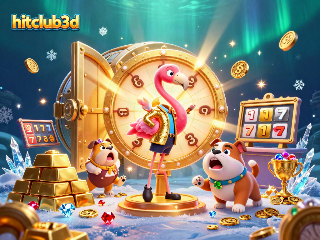 Excited bulldog contestant spins the prize wheel at hitclub3d casino, revealing dazzling gems and treasures.
