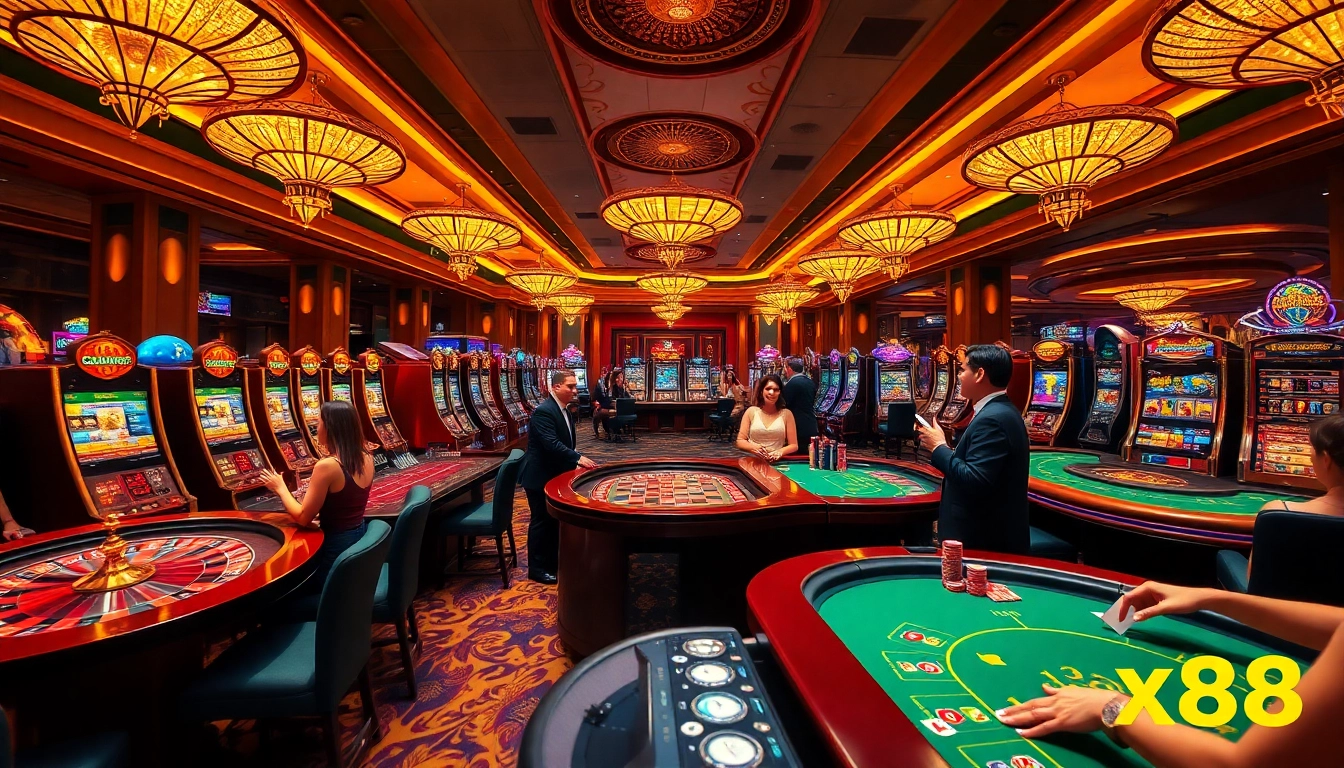 Engaging casino scene showcasing players betting at tables connected to https://xx88.promo/.