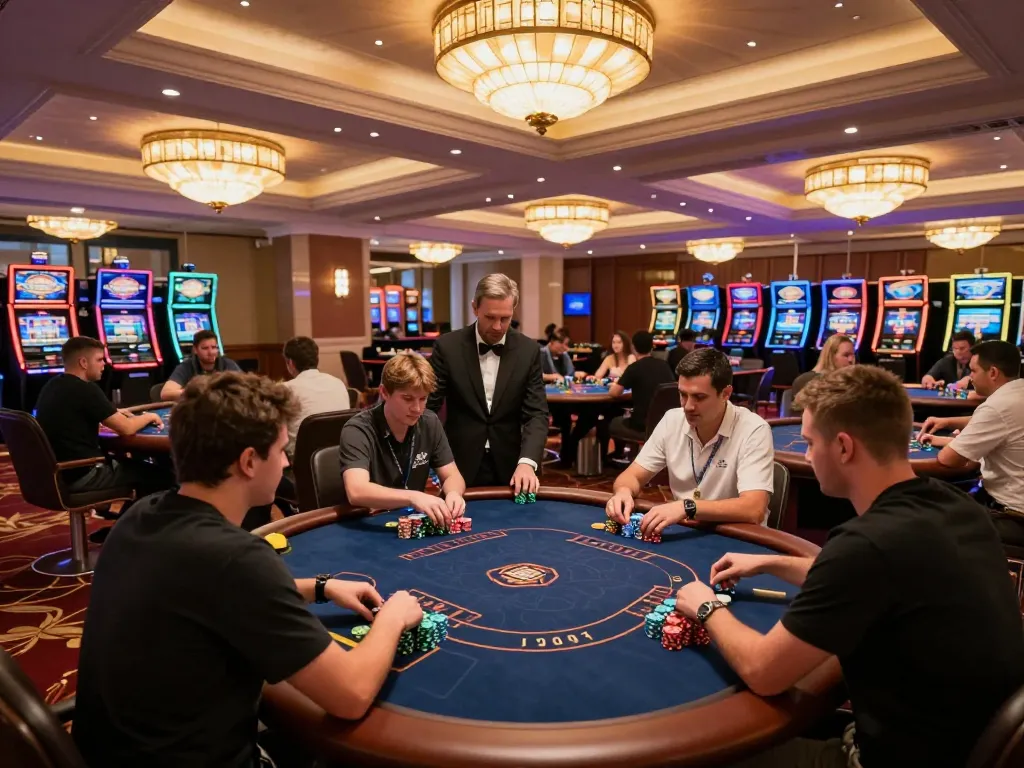 Engaged players at f168 casino poker tables showcasing intense gameplay and vibrant atmosphere.