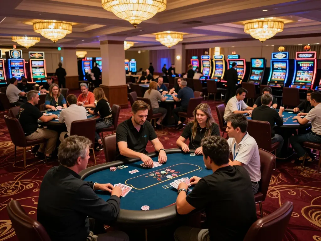 Players placing bets and strategizing in a lively casino environment at 78wim, highlighting the exciting atmosphere of gambling.