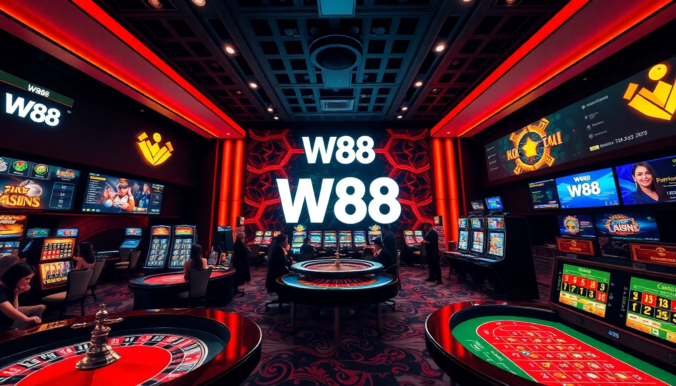 Experience the excitement of W88 online casino gaming with vibrant colors and modern design.